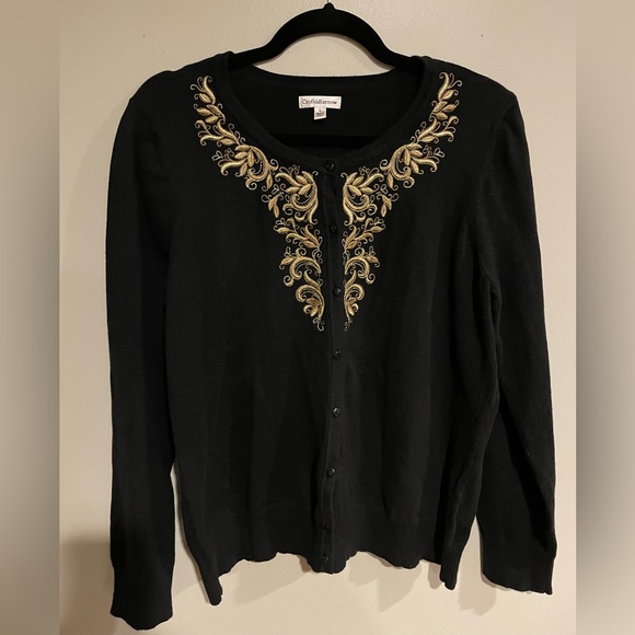 croft & barrow Sweaters - Black with gold detail button down sweater.  Size Large